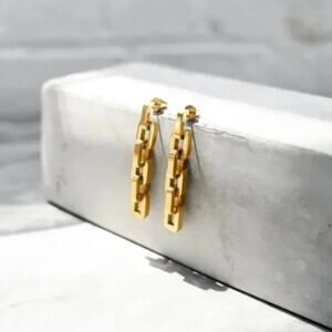 Eddie Borgo Chain Supra Link Earrings - Gold - BRAND NEW